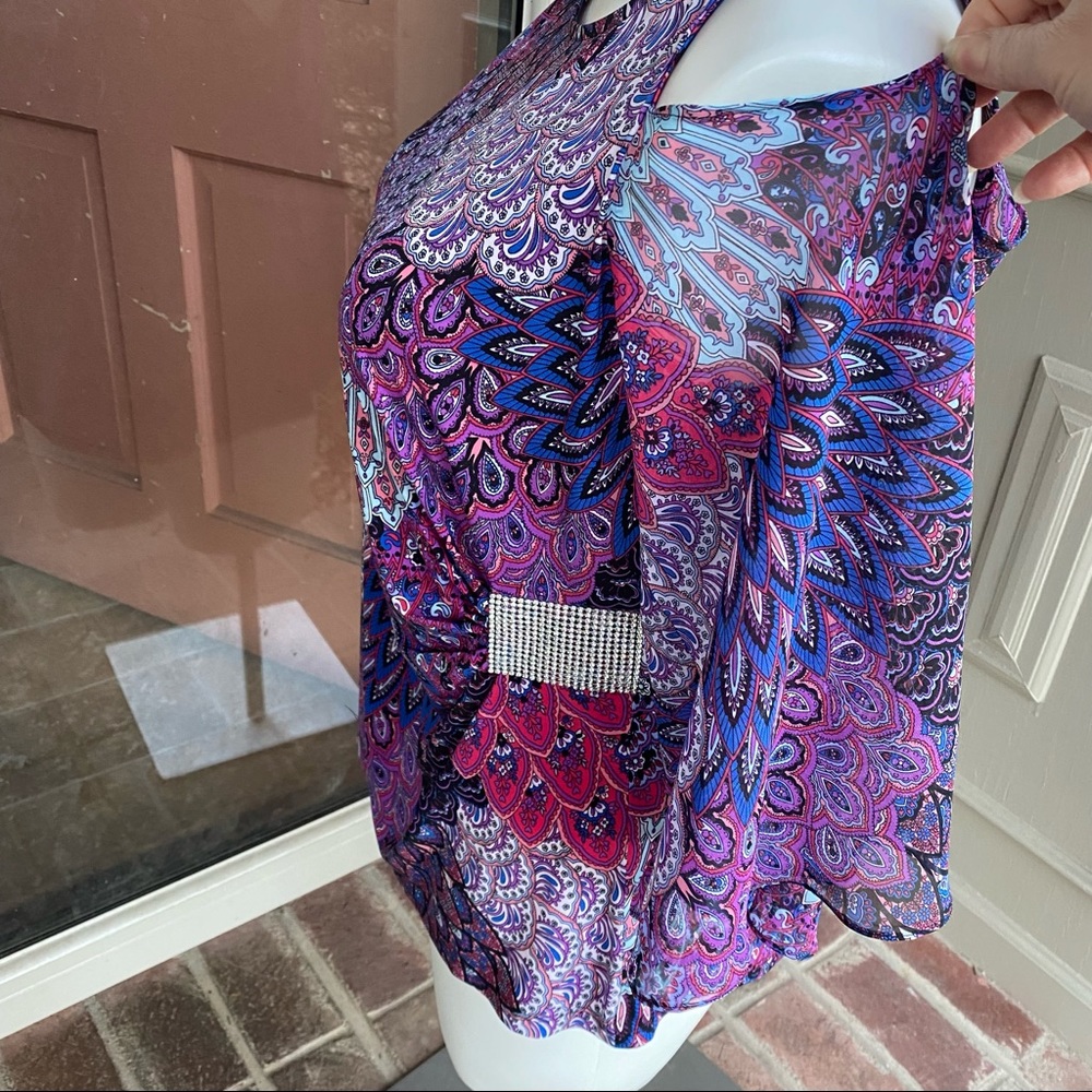 EUC db established 1962 chiffon off shoulder party blouse, 1X